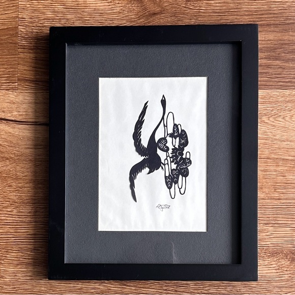 Set if 3 signed vintage linocut prints, brand new black wooden frames - Picture 3 of 9